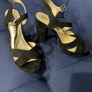 Black Heels Sandals Open Toe Size 9